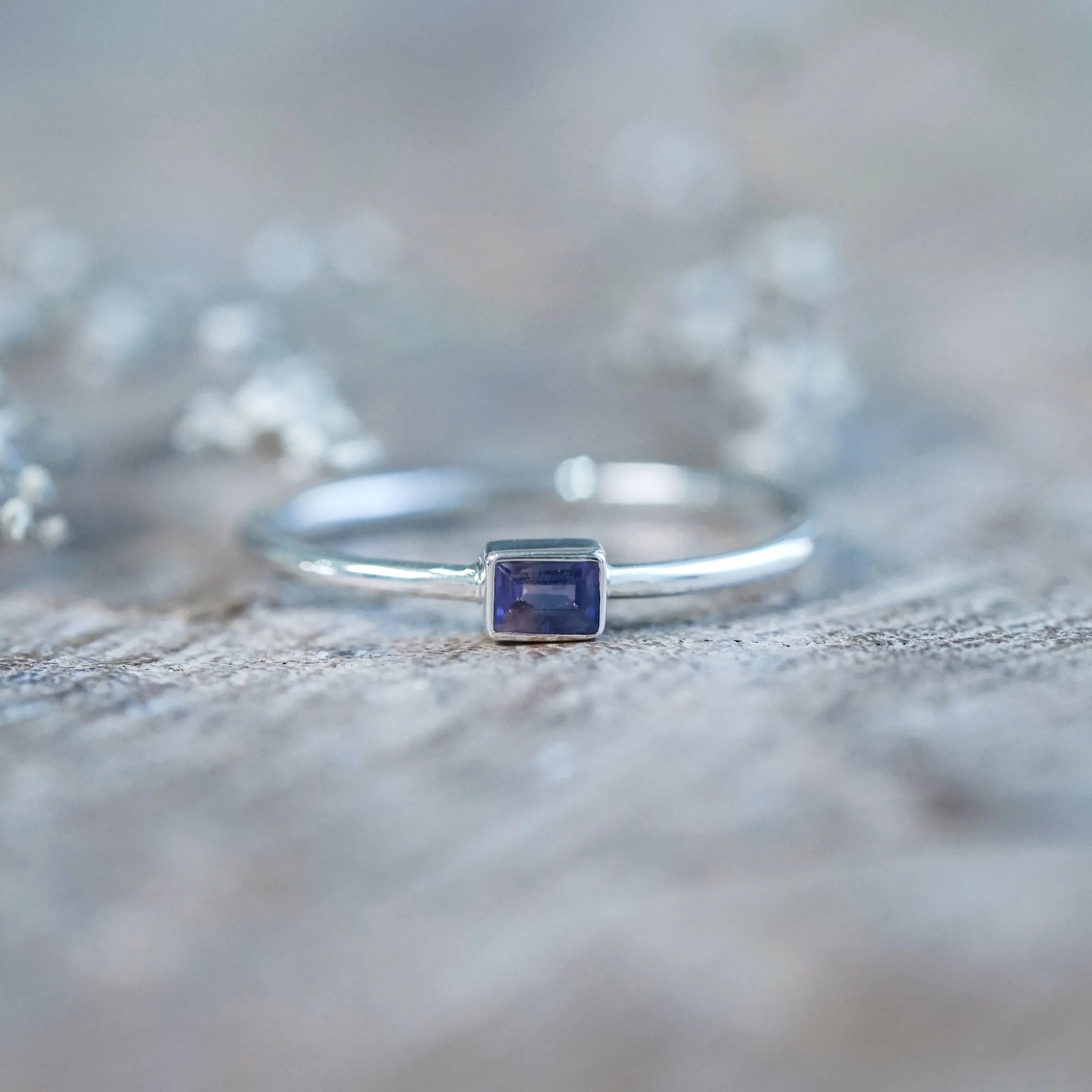 Sterling Silver Dainty Purple Sapphire Ring