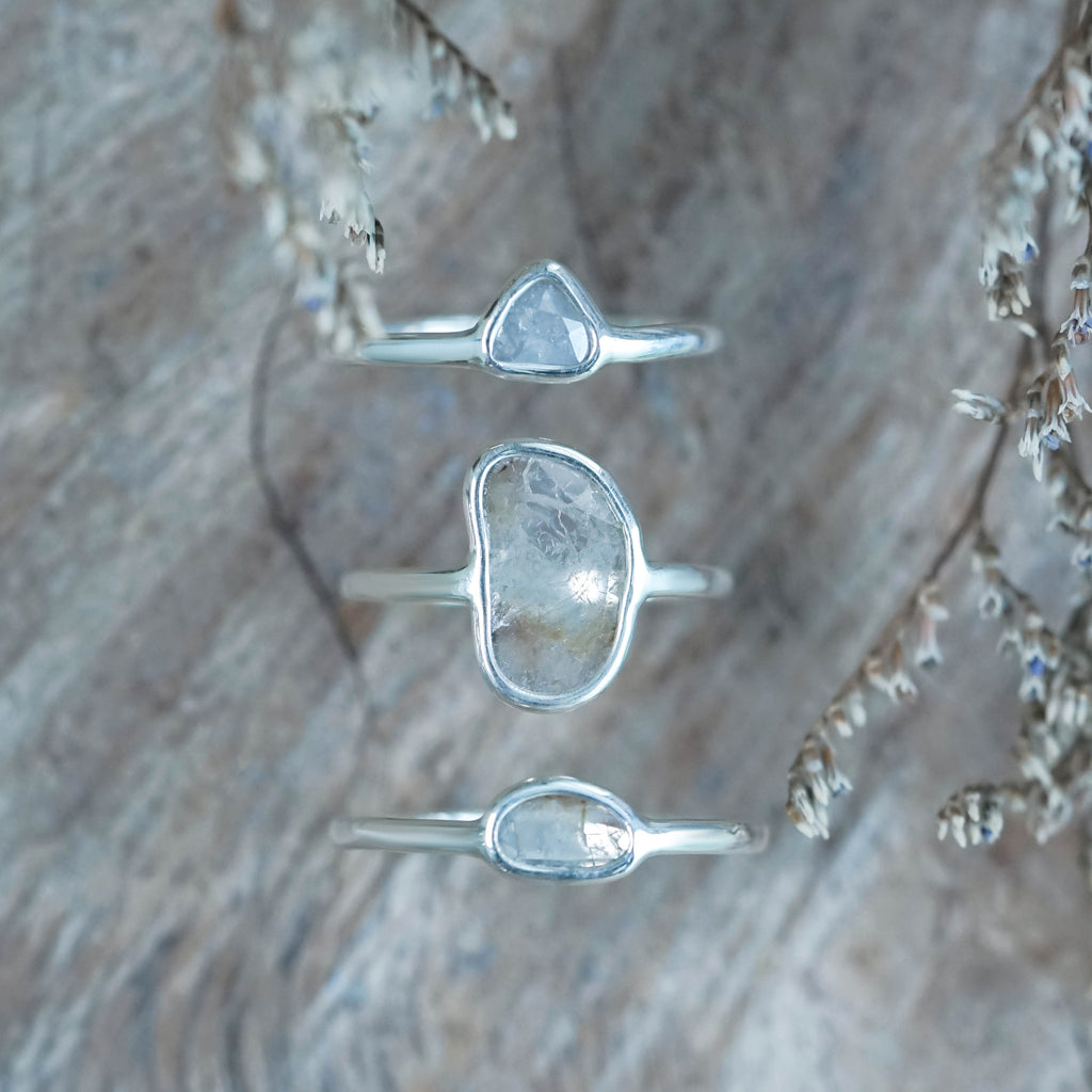 Slice Rings Sterling Silver Diamond Slice Ring