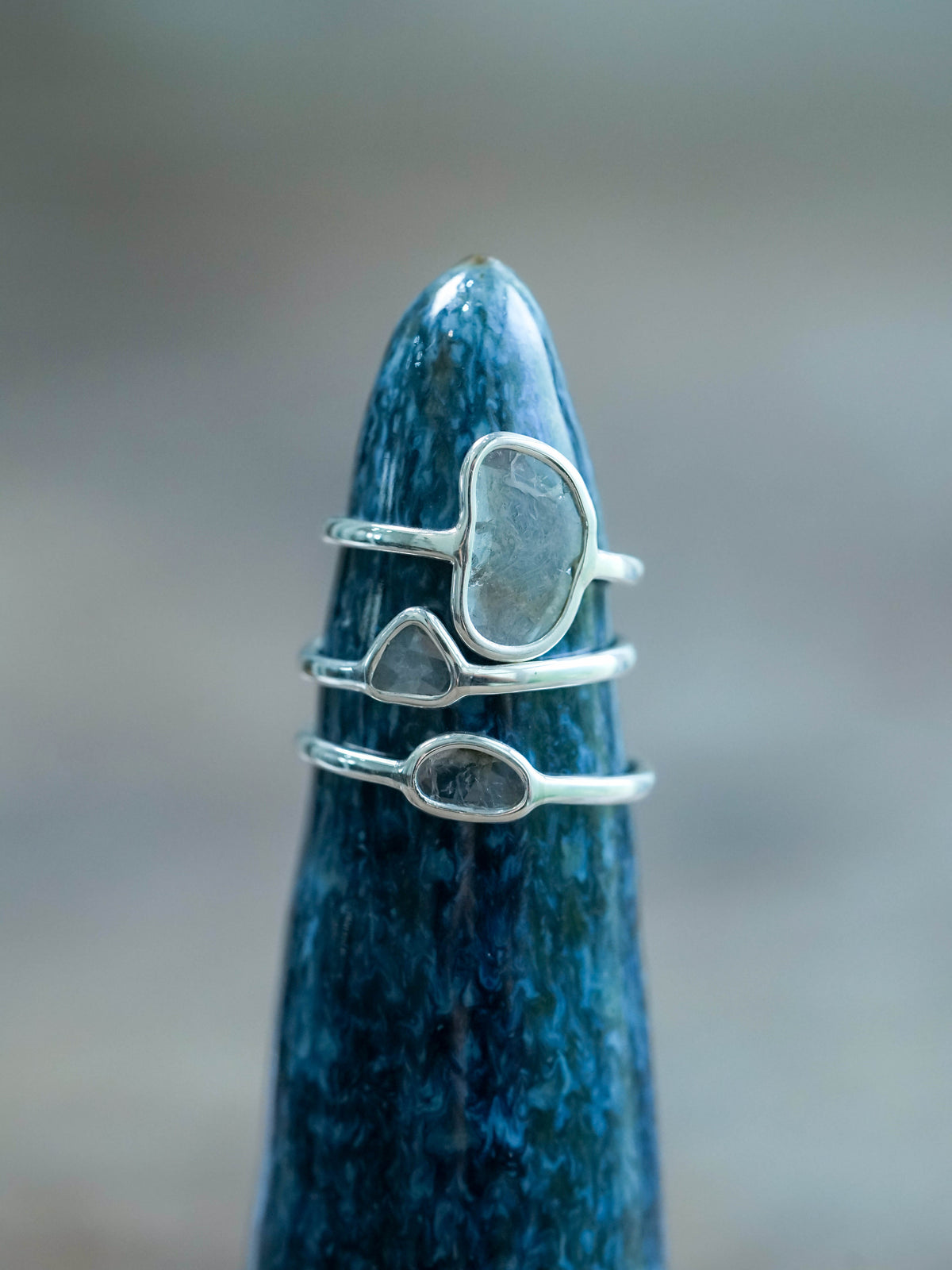 Sterling Silver Diamond Slice Rings