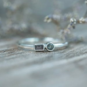 Sterling Silver Double Sapphire Ring