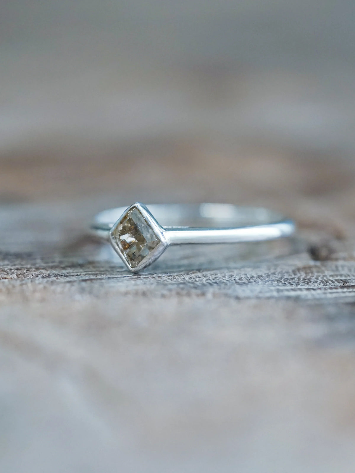 Sterling Silver Natural Brown Kite Diamond Engagement Ring