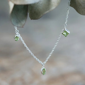 Sterling Silver Peridot August Birthstone Charm Bracelet