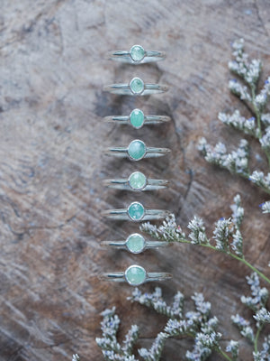 Sterling Silver Rose Cut Emerald Rings