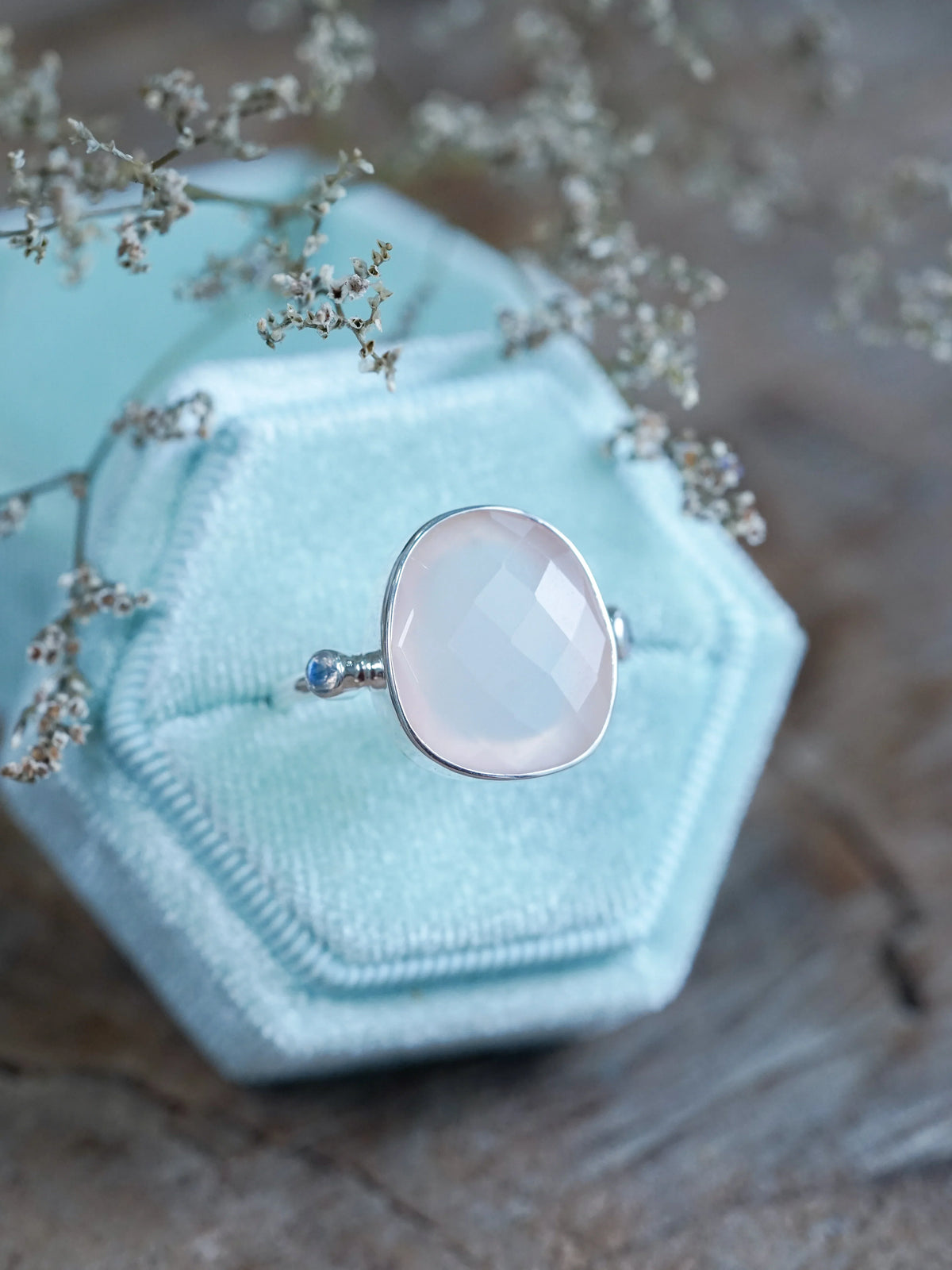 Sterling Silver Rose Quartz and Moonstone Ring