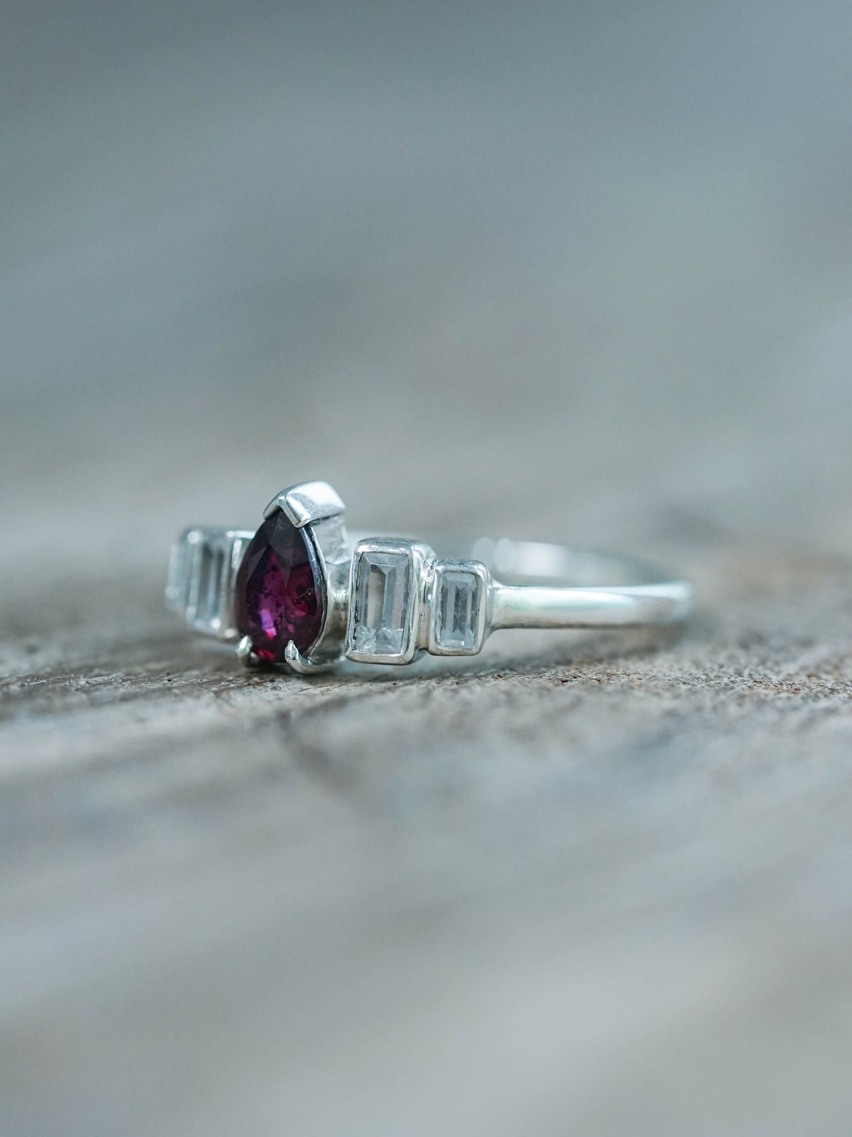 Sterling Silver Ruby and Zirconia Ring