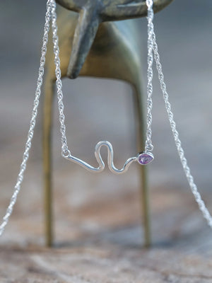 Sterling Silver Sapphire Snake Pendant Necklace