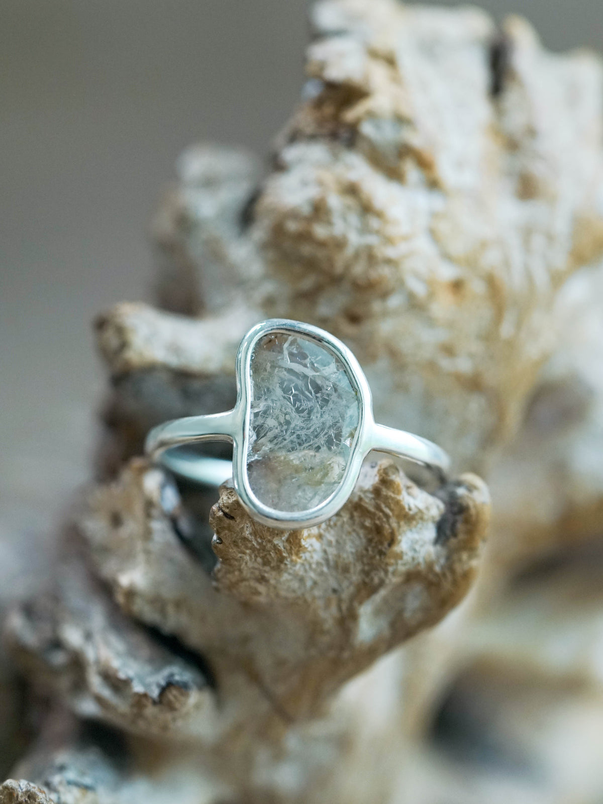 Sterling Silver Sliced Diamond Ring