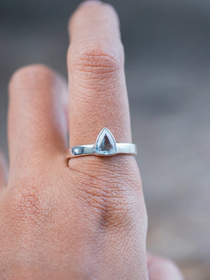 Sterling Silver Triangle Aquamarine for Men Engagement Ring
