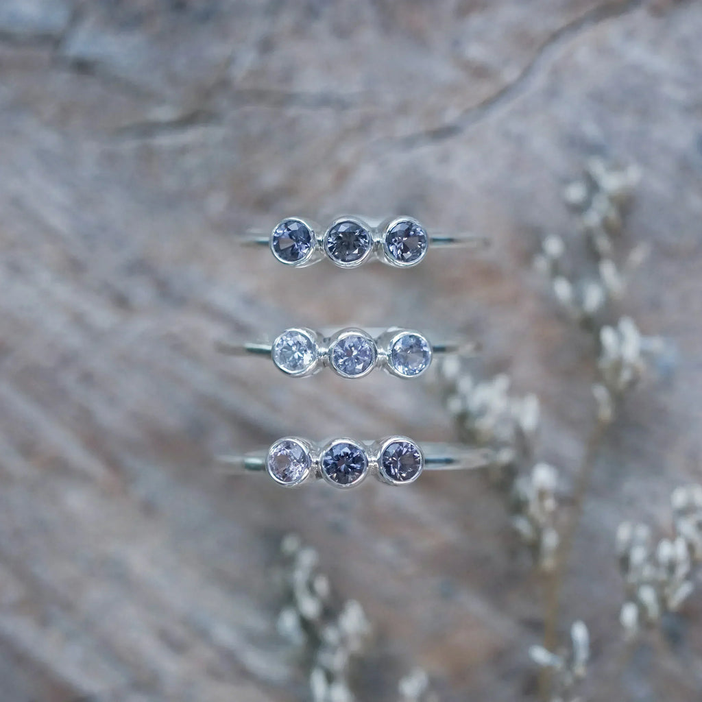 Sterling Silver Triple Spinel Ring