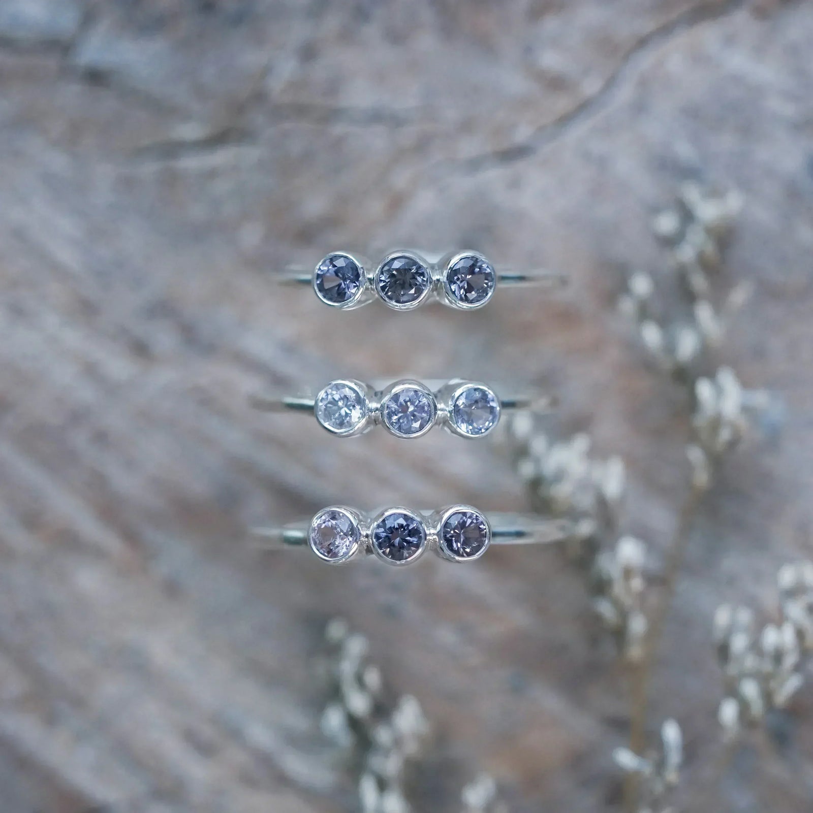 Sterling Silver Triple Spinel Ring