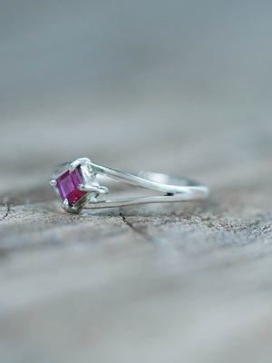 Sterling Silver Vintage Square Ruby Ring