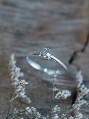 Sterling Silver Wonky Pear Diamond Engagement Ring