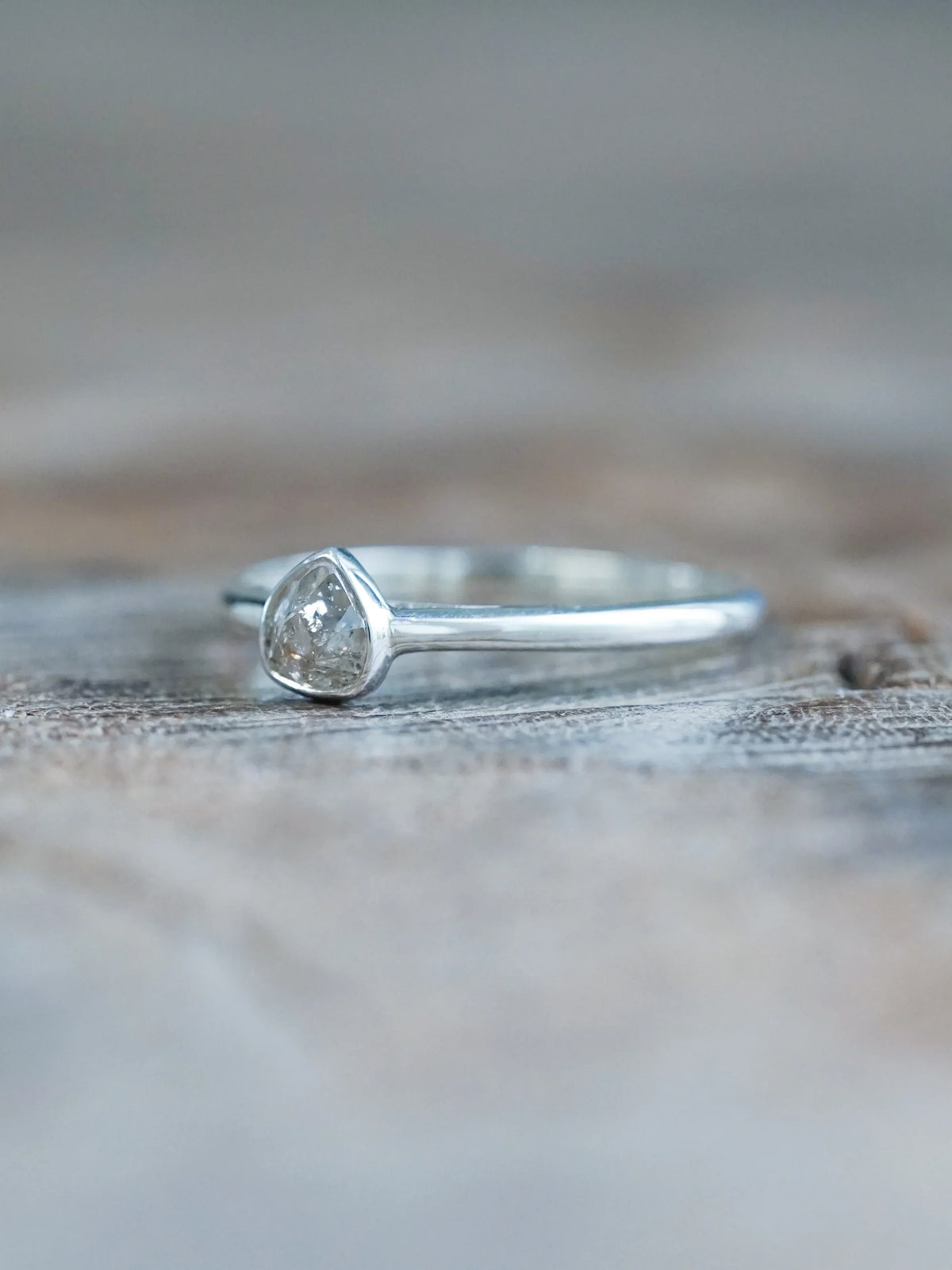 Sterling Silver Wonky Pear Diamond Ring