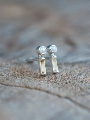 Stud Pearl and Citrine Earrings
