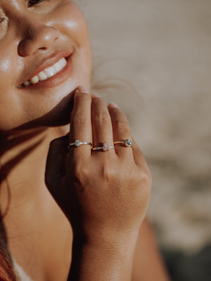 Rustic Pear Diamond Ring in Gold - Size 7