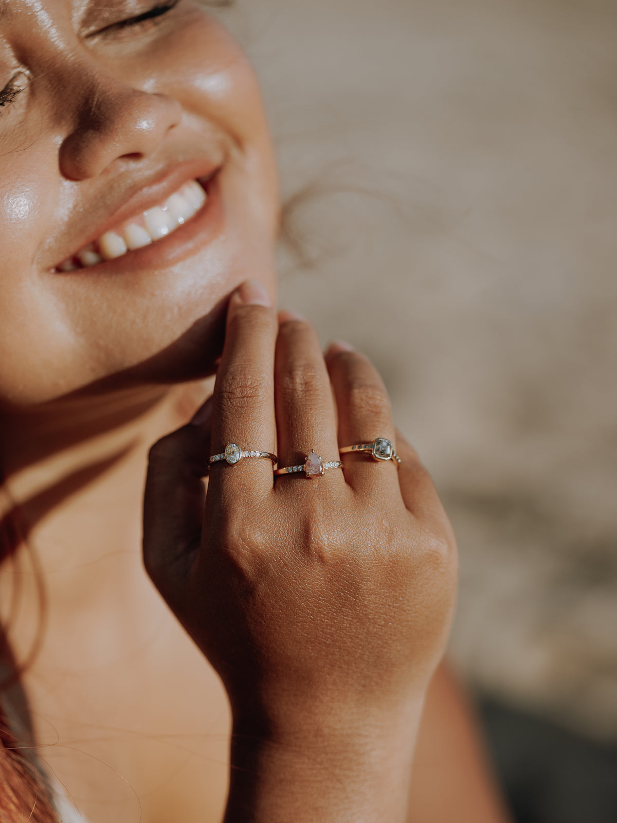 Square Salt and Pepper Diamond Ring in Gold - Size 5.5 - Gardens of the Sun | Ethical Jewelry