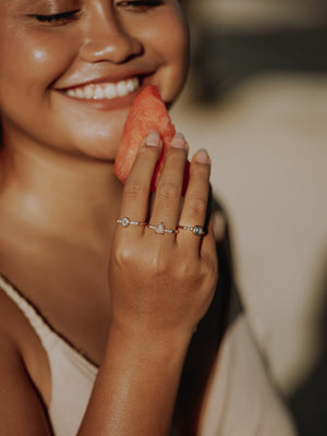 Square Salt and Pepper Diamond Ring in Gold - Size 5.5