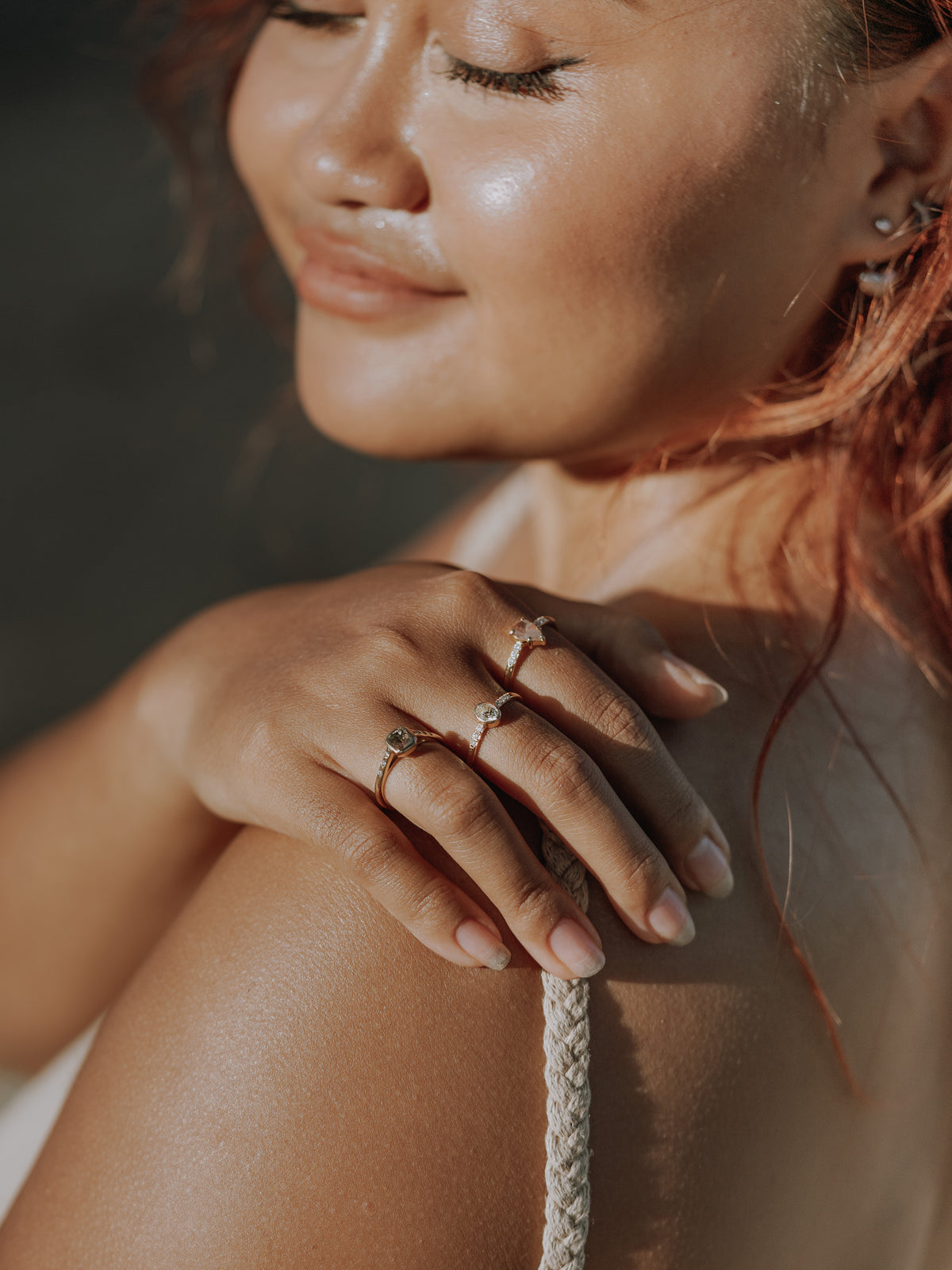 Square Salt and Pepper Diamond Ring in Gold - Size 5.5 - Gardens of the Sun | Ethical Jewelry