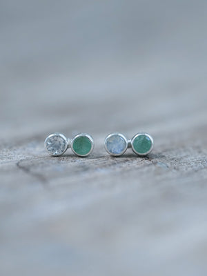 Sustainable Emerald and Moonstone Earrings