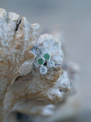 Sustainable Emerald and Moonstone Stud Earrings