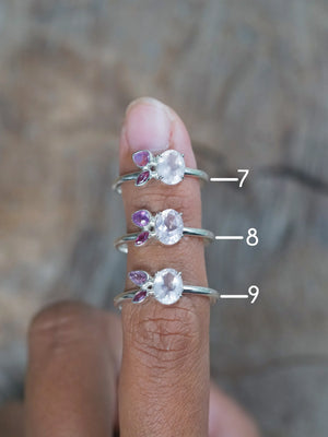 Sustainable Rose Quartz, Ruby, and Pink Sapphire Rings in Silver