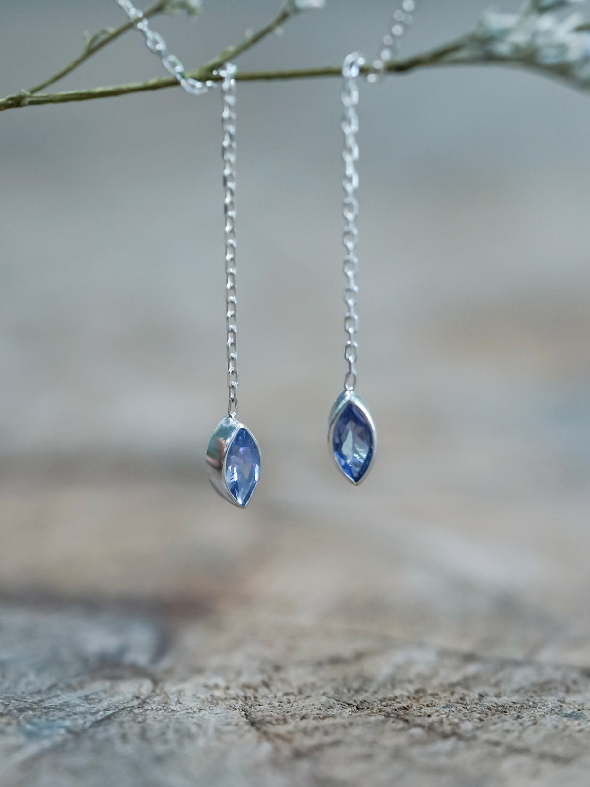 Tanzanite Ear Threaders - Gardens of the Sun | Ethical Jewelry