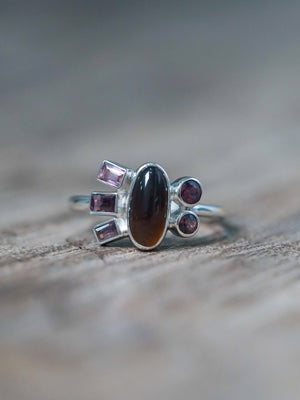 Tea Opal and Sapphire Ring - size 7.5