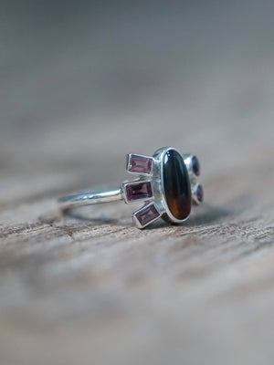 Tea Opal and Sapphire Ring - size 7.5