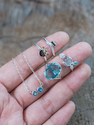 Half Moon Garnet and Citrine Ring