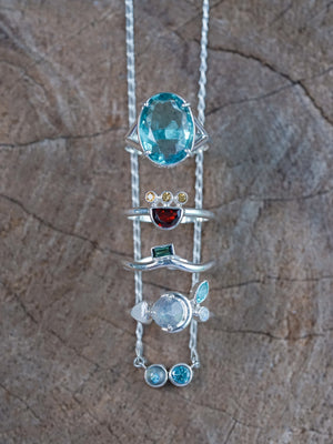 Half Moon Garnet and Citrine Ring