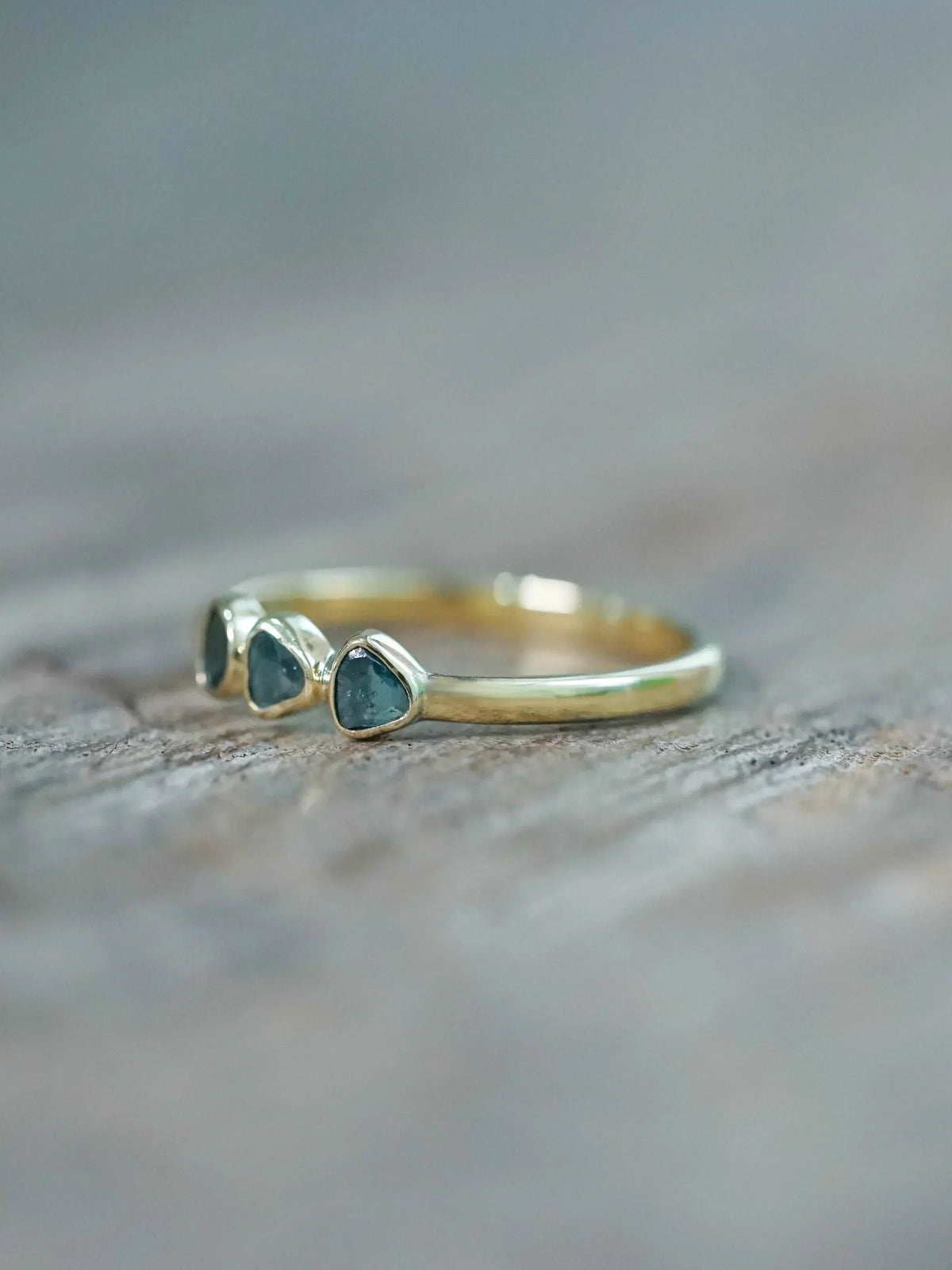 Three Diamond Slice Ring in Gold