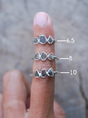 Three Diamond Slice Rings in Silver