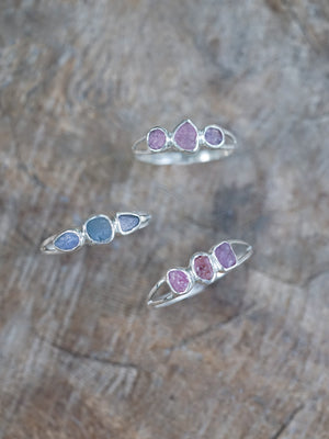 Three Stone Raw Sapphire Rings