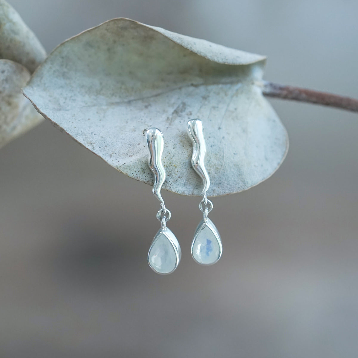 Thunderbolt Moonstone Dangle Earrings