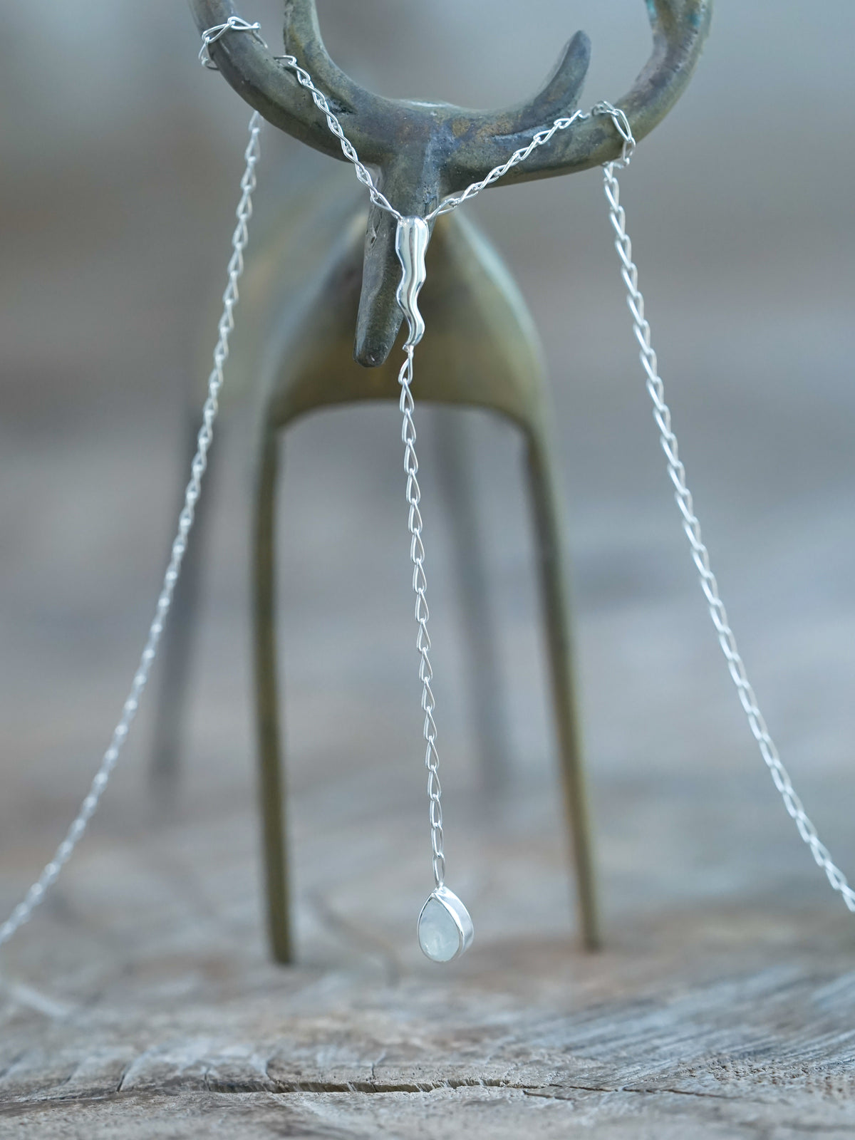 Thunderbolt Moonstone Necklace in recycled sterling silver
