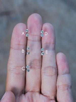 Tiny Small Diamond Stud Earrings Sterling Silver