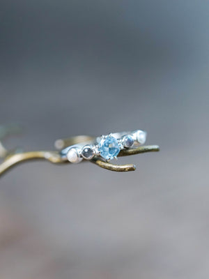 Topaz, Labradorite and Pearl Ring