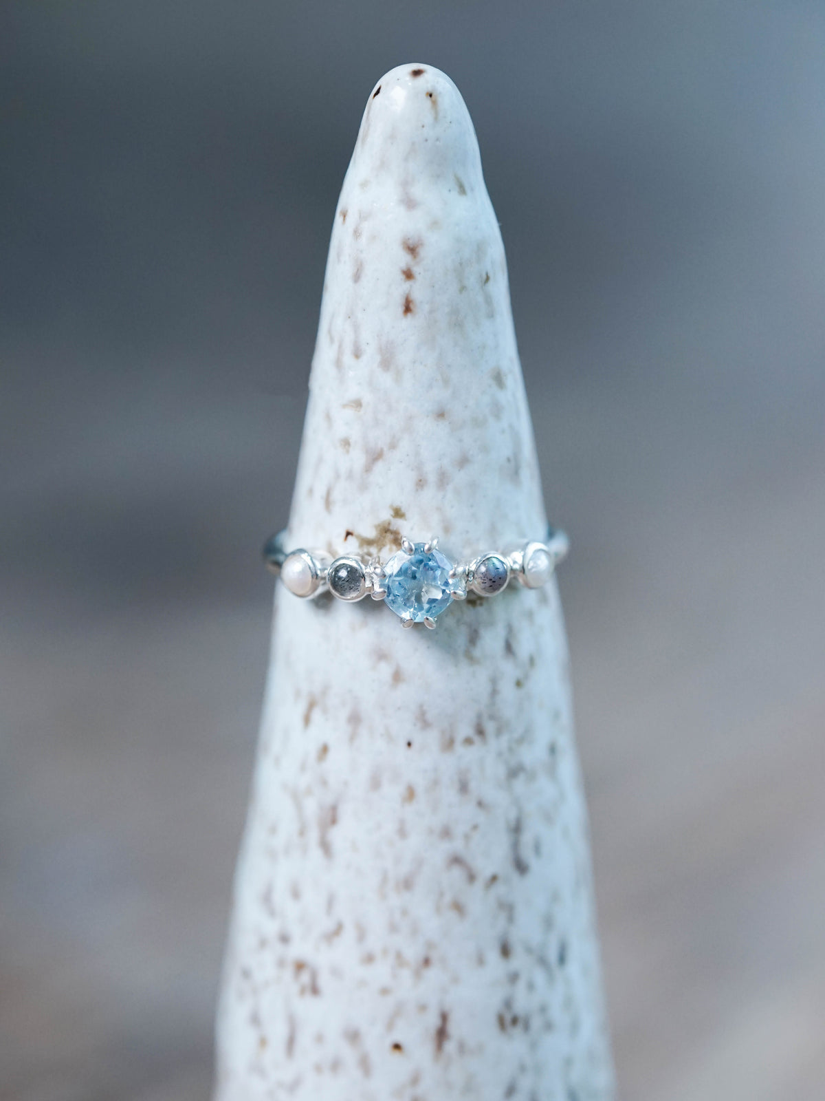 Topaz, Labradorite and Pearl Ring