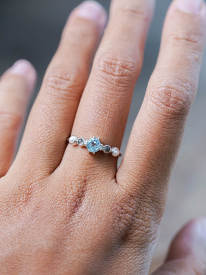 Topaz, Labradorite and Pearl Ring