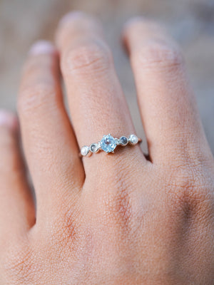 Topaz, Labradorite and Pearl Ring