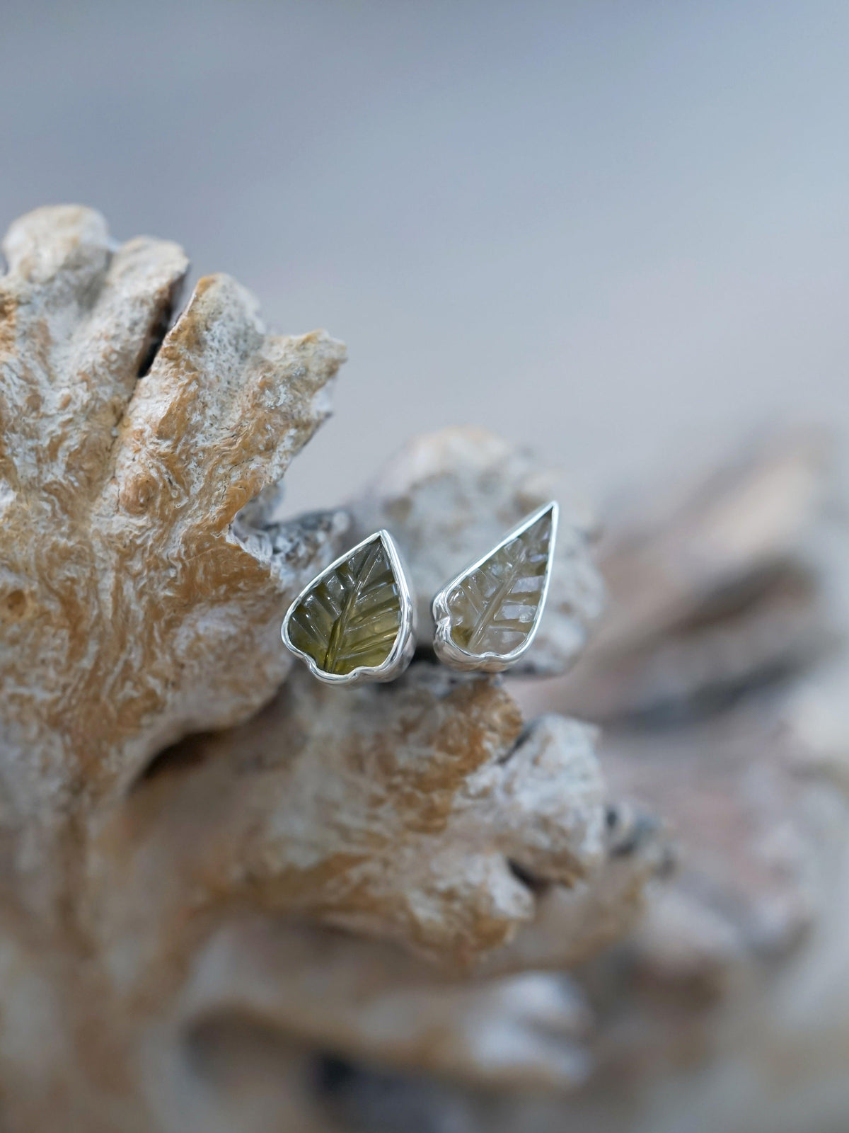 Tourmaline Leaf Earrings - Gardens of the Sun | Ethical Jewelry