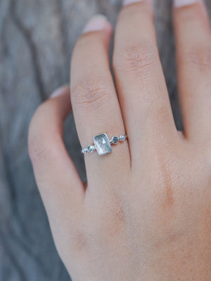 Tourmaline, Diamond and Pearl Ring in Silver