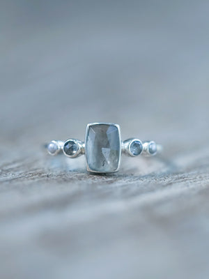 Tourmaline, Diamond and Pearl Ring in Silver