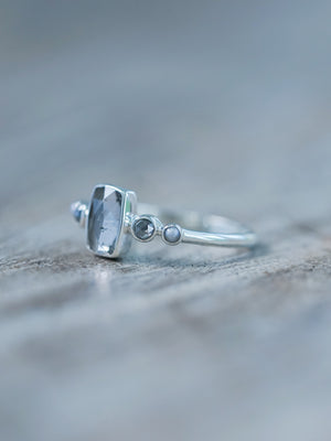 Tourmaline, Diamond and Pearl Ring in Silver - Gardens of the Sun | Ethical Jewelry