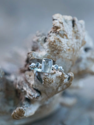 Tourmaline, Diamond and Pearl Ring in Silver