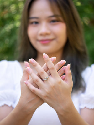 Tourmaline, Diamond and Pearl Ring in Silver