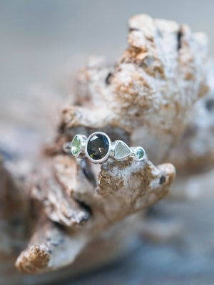 Tourmaline, Labradorite and Sapphire Ring