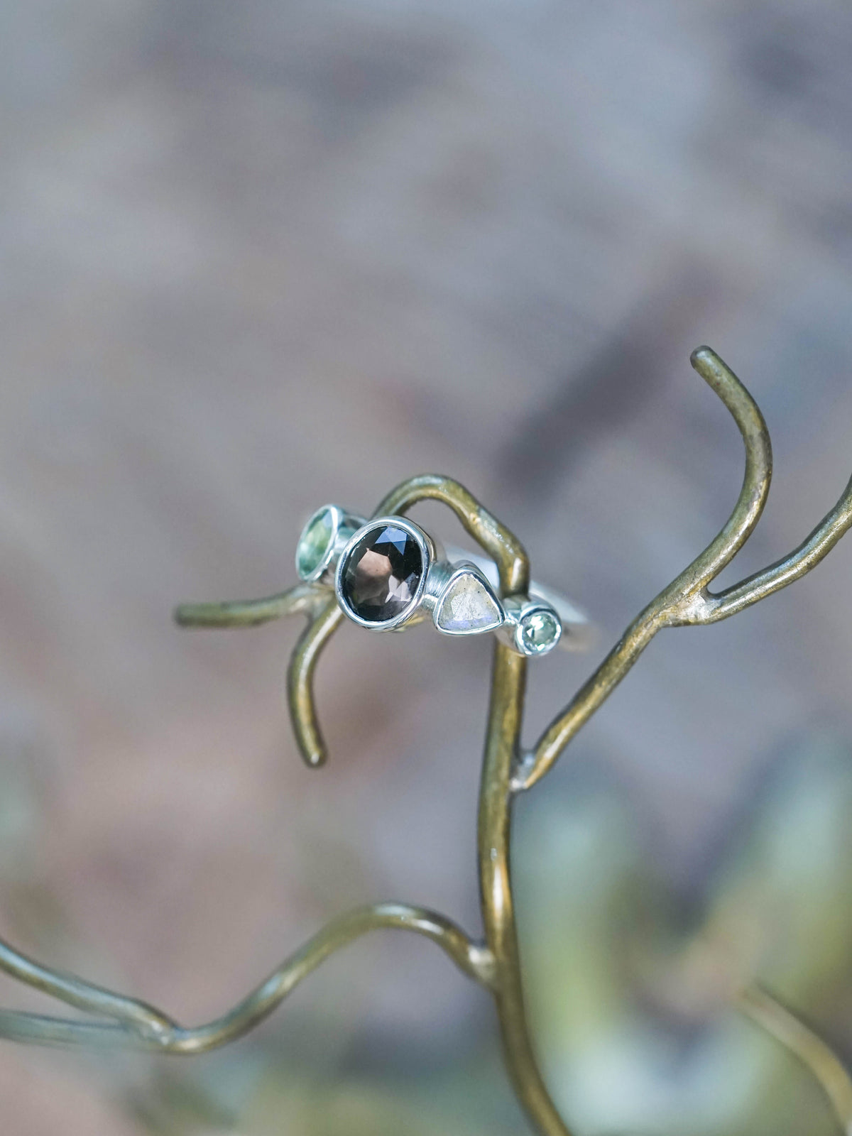 Tourmaline, Labradorite and Sapphire Ring