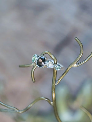Tourmaline, Labradorite and Sapphire Ring