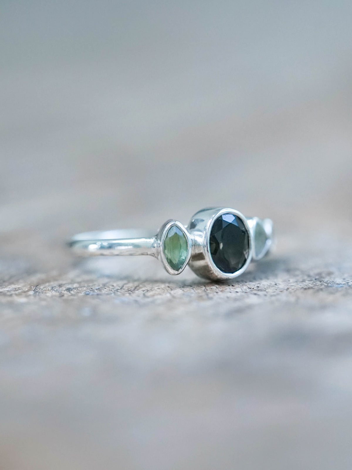 Tourmaline, Labradorite and Sapphire Ring